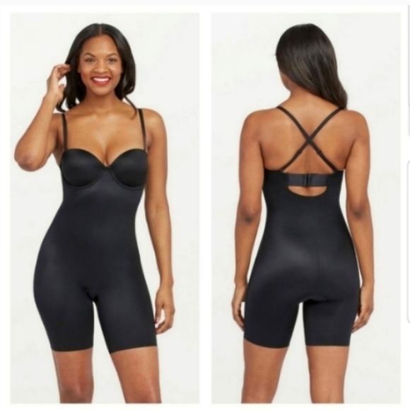 SPANX Suit Your Fancy Strapless Cupped Mid-Thigh NWT in Black size Extra Large